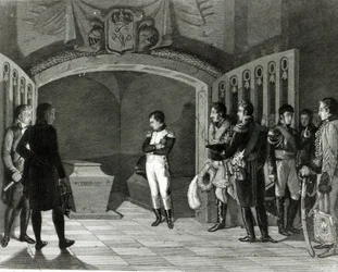 Napoleon Meditating before the Tomb of Frederick II of Prussia in the Crypt of the Garnisonkirche in Potsdam
